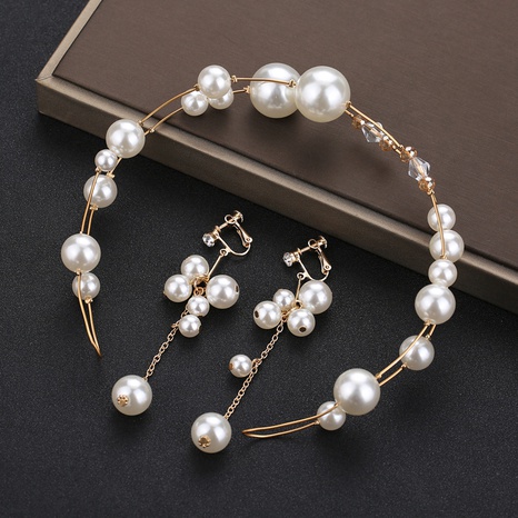 New bridal pearl hand-beaded jewelry wedding accessories headband's discount tags