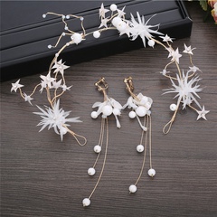 retro fashion bridal headdress beaded flower hair accessories earrings