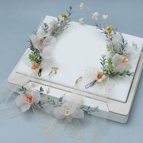 Handmade wreath bridal headgear flower silk yarn hair accessories's discount tags