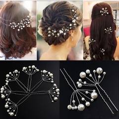 Accesorios para el cabello de boda con horquilla en forma de U de perla dulce de gypsophila con flor de cabeza de novia