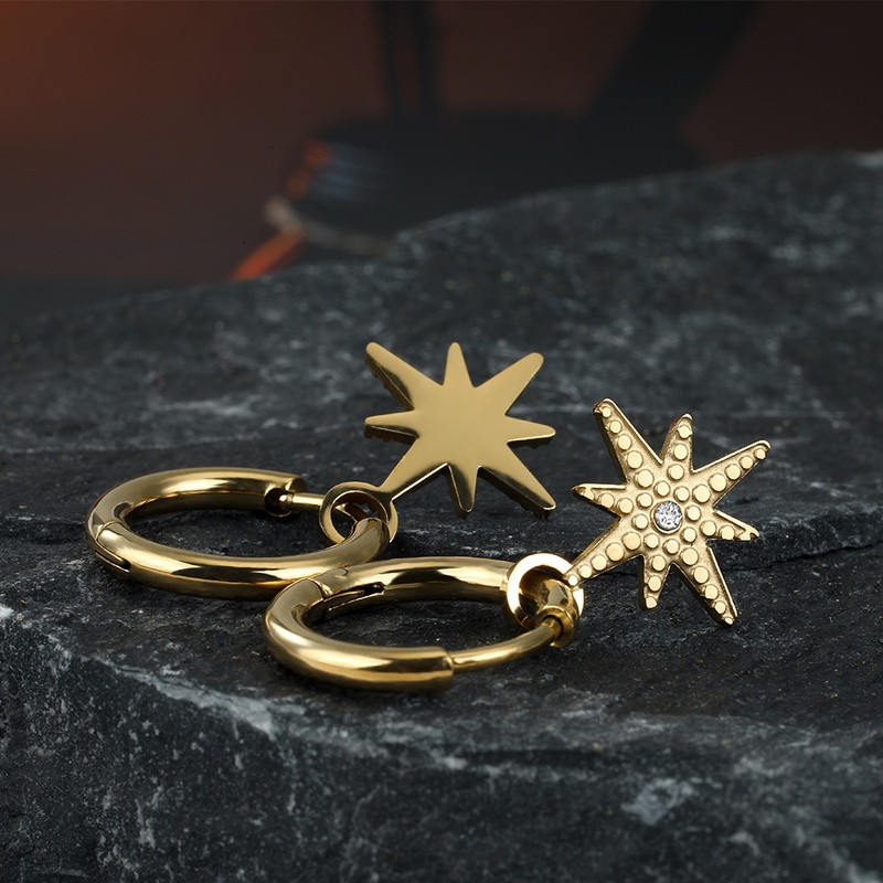 new stainless steel goldplated snowflake pendant inlaid zircon earrings