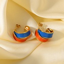 fashion retro 14K gold stainless steel contrast color matching drop oil hoop earringspicture6