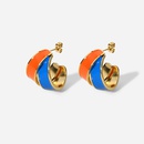 fashion retro 14K gold stainless steel contrast color matching drop oil hoop earringspicture10