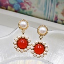 Boucles doreilles en alliage rouge avec perle de modepicture8