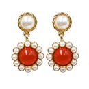 Boucles doreilles en alliage rouge avec perle de modepicture10