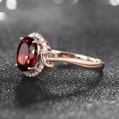 jewelry imitation ruby plated 18k rose gold red crystal copper ring