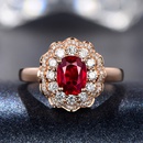blood ruby flower full diamond open copper ring plated rose gold red crystalpicture6