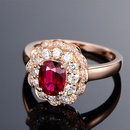 blood ruby flower full diamond open copper ring plated rose gold red crystalpicture8