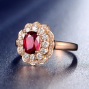 blood ruby flower full diamond open copper ring plated rose gold red crystalpicture9
