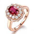 blood ruby flower full diamond open copper ring plated rose gold red crystalpicture10