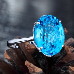Fashion Topaz Sapphire Sapphire Diamond Women's Copper Ring