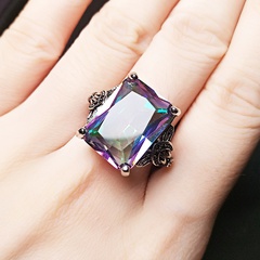 jewelry colorful imitation topaz  rainbow diamond copper ring