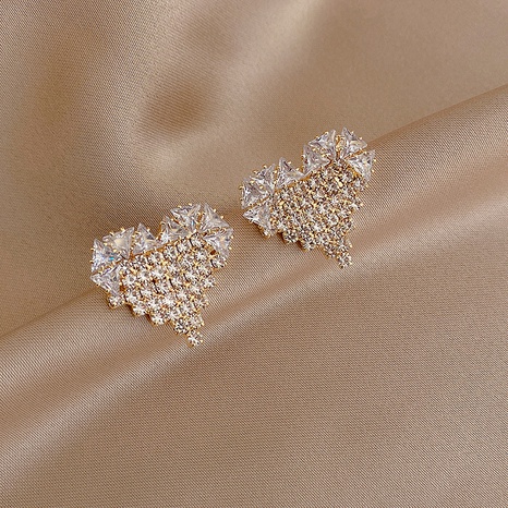 fashion heart-shaped rhinestone zircon stud earrings's discount tags