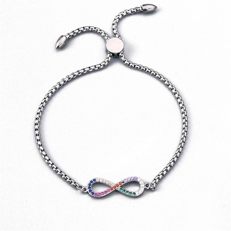 accessoires couleur acier inoxydable bracelet réglable en zircon pour hommes's discount tags
