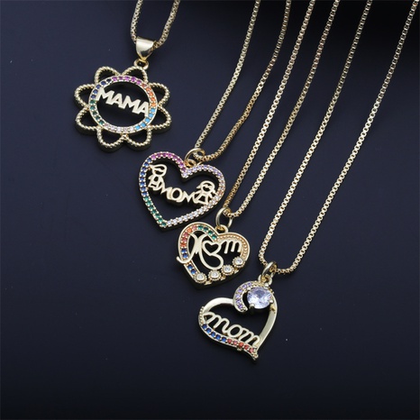 collier en cuivre de la fête des mères pendentif MAMA en forme de coeur de mode's discount tags
