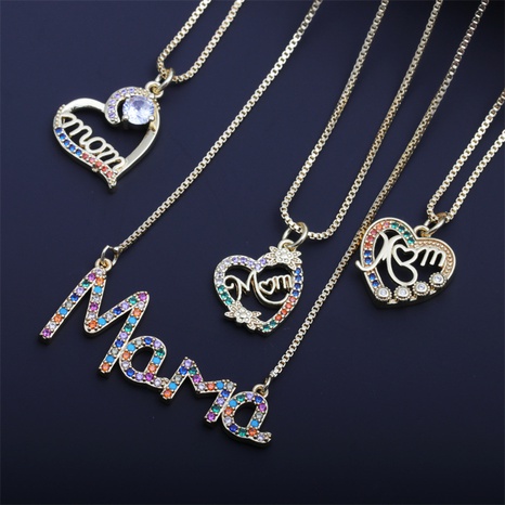fashion diamond MAMA pendant mother's day copper necklace's discount tags