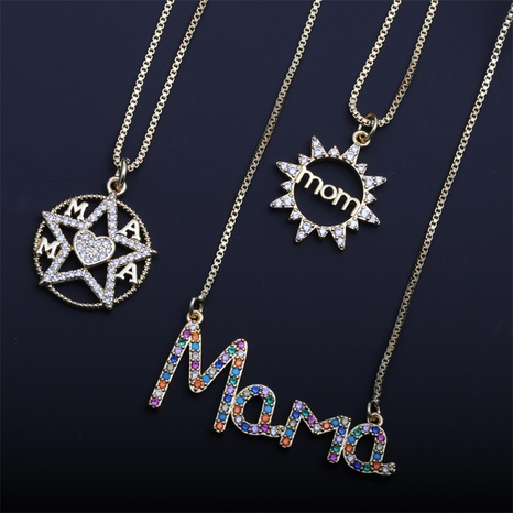 fashion mother's day drop oil star MAMA pendant copper necklace's discount tags