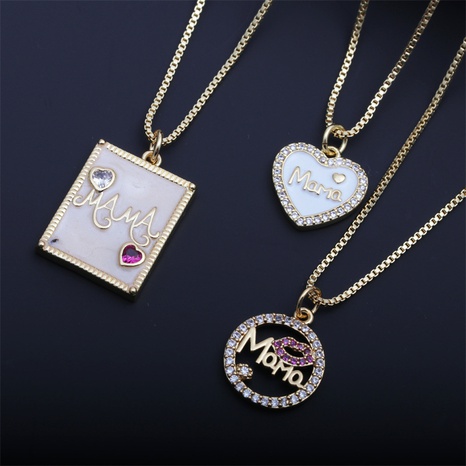 collier en cuivre MAMA en forme de coeur pour la fête des mères's discount tags
