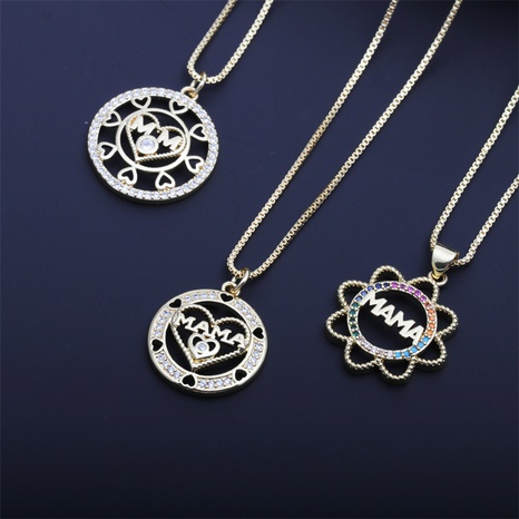 collier en cuivre de tournesol MAMA en forme de coeur pour la fête des mères's discount tags
