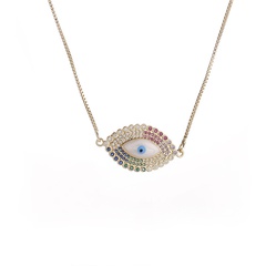 Fashion Simple Eye Pendant Diamond Shell Copper Necklace