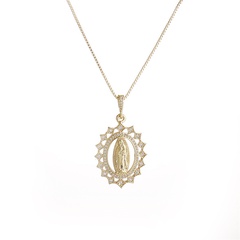 fashion copper plated gold zircon Virgin Mary pendant copper necklace
