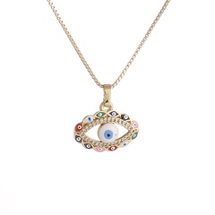 fashion copper micro-set zircon color  eye pendant copper necklace