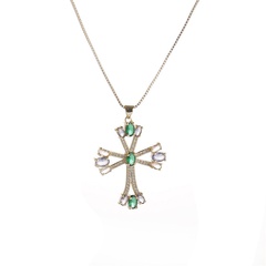 fashion copper micro-inlaid zircon cross pendant copper necklace