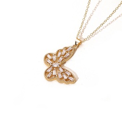 Fashion Simple Copper Gold Plated Butterfly Pendant Necklace