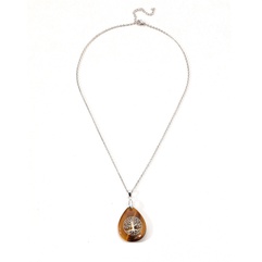 fashion simple water drop tiger eye stone pendant titanium steel necklace
