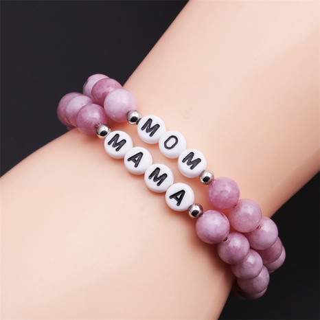 pierre naturelle simple plus bracelet en perles MAMA couleur fête des mères femme's discount tags