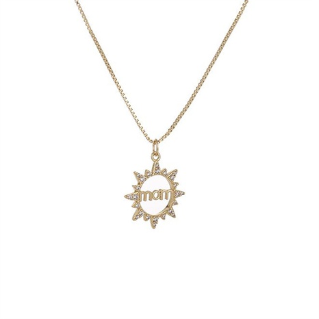 mode simple lettres soleil fleur MOM pendentif collier en cuivre's discount tags
