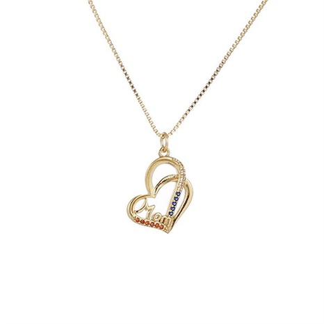collier pendentif maman en forme de coeur avec lettres en cuivre simples à la mode's discount tags