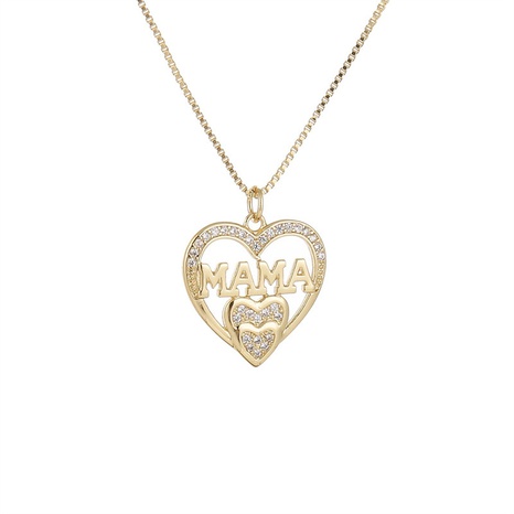 pendentif MAMA en forme de coeur simple à la mode dégoulinant de collier en cuivre d'huile's discount tags