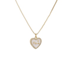 simple letters MAMA pendant copper dripping oil heart-shaped necklace