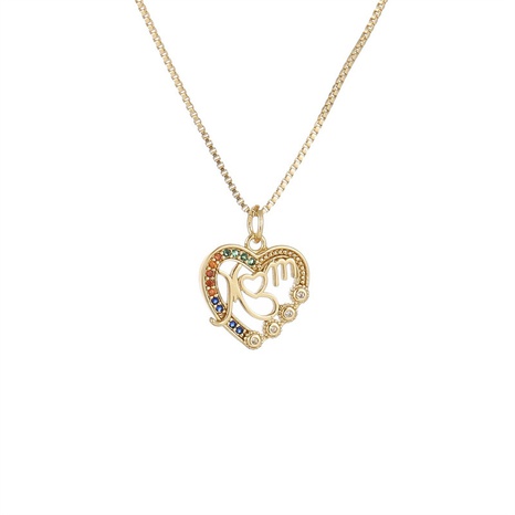 collar de cobre con colgante de mamá en forma de corazón con letras de moda's discount tags