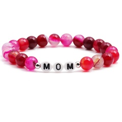 simple rose ligne rouge agate MAMA bracelet perlé fête des mères femme