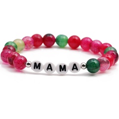 color fire agate beaded letter bracelet MOM mother's day female