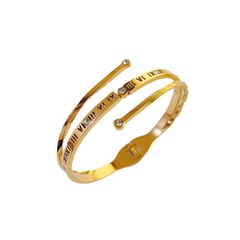 Fashion new titanium steel plated 18k gold lucky Roman numerals micro diamond women's bracelet