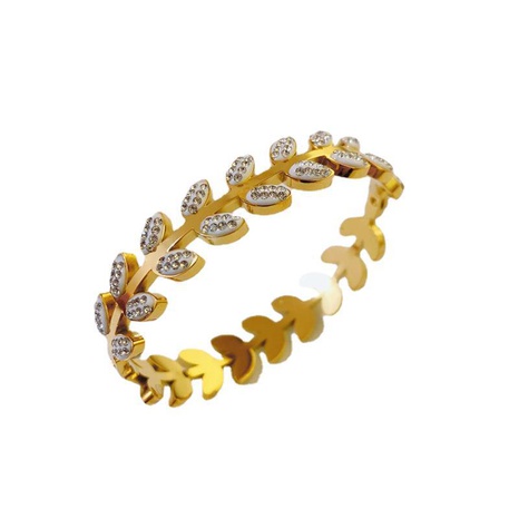 Mode-Titan-Stahlblätter Blumenform 18 Karat vergoldetes Damenarmband's discount tags
