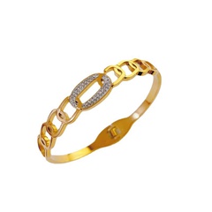 Modisches neu vergoldetes 18 Karat Gold hohl eingelegtes Zirkon-Titan-Stahlarmband