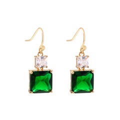 Niche design ins style jewelry square emerald zircon element pendant earrings