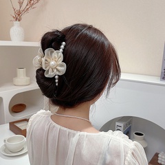 Fashion Mesh-Blume große Perle Clip weibliche Haarnadel