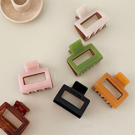 Fashion double-match color matching clip jelly color geometric hollow square hair clip's discount tags