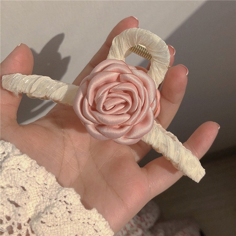 Pink camellia catch clip fabric rose hair clip hair accessories's discount tags