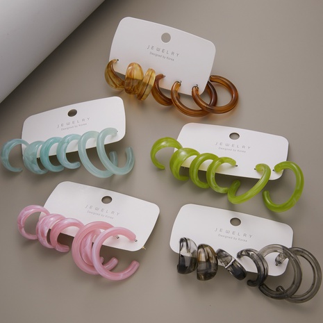 fashion multicolor acrylic circle earrings set's discount tags