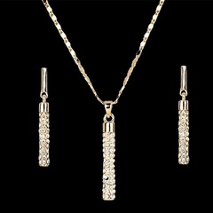 Fashion Geometric Diamond Cylindrical Stud Necklace Set