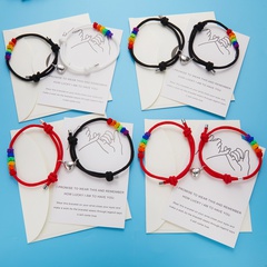 New Couple Rainbow Knot Heart-shaped Magnetic Buckle Adjustable alloy Bracelet Set
