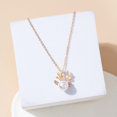 fashion simple elk antlers alloy pearl necklace
