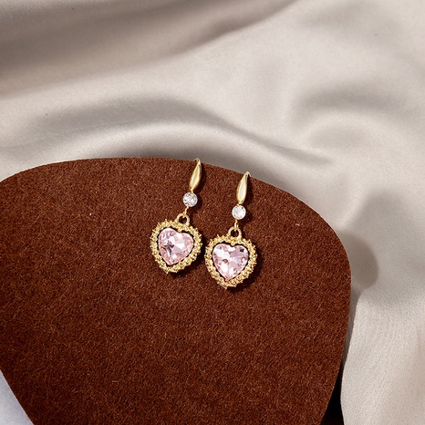 retro style heart-shaped pink crystal pendant earrings's discount tags