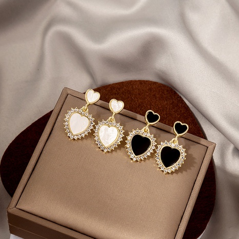 retro black white heart diamond symmetrical pendant earrings's discount tags